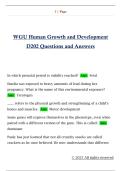 WGU D202 Human Growth and Development &ndash; Questions and Correct Answers &vert; Verified Exam Study Guide &lpar;Latest Update&rpar;
