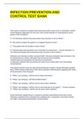 INFECTION PREVENTION AND CONTROL TEST BANK QUESTIONS WITH COMPLETE SOLUTIONS