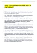 INFECTION PREVENTION PROGRAM FINAL EXAM QUESTIONS AND ANSWERS