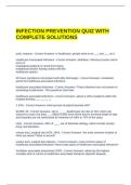 INFECTION PREVENTION QUIZ WITH COMPLETE SOLUTIONS