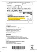 May 2025 Pearson Edexcel&colon; GCSE &lpar;9&ndash;1&rpar; French 1FR0&sol;3H &ndash; Paper 3&colon; Reading and Understanding in French &lpar;Higher Tier&rpar; &ndash; Merged Question Paper & Mark Scheme