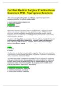 Certified Medical Surgical Practice Exam Questions With  New Update Solutions