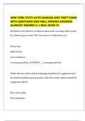 New York Auto Damage & Theft Exam 2025 &ndash; Verified Questions & Answers