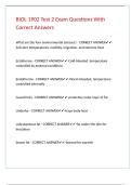 BIOL 1902 Test 2 Exam Questions With Correct Answers