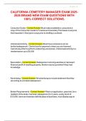 CALIFORNIA CEMETERY MANAGER EXAM 2025-2026 BRAND NEW EXAM QUESTIONS WITH 100- CORRECT SOLUTIONS&period;
