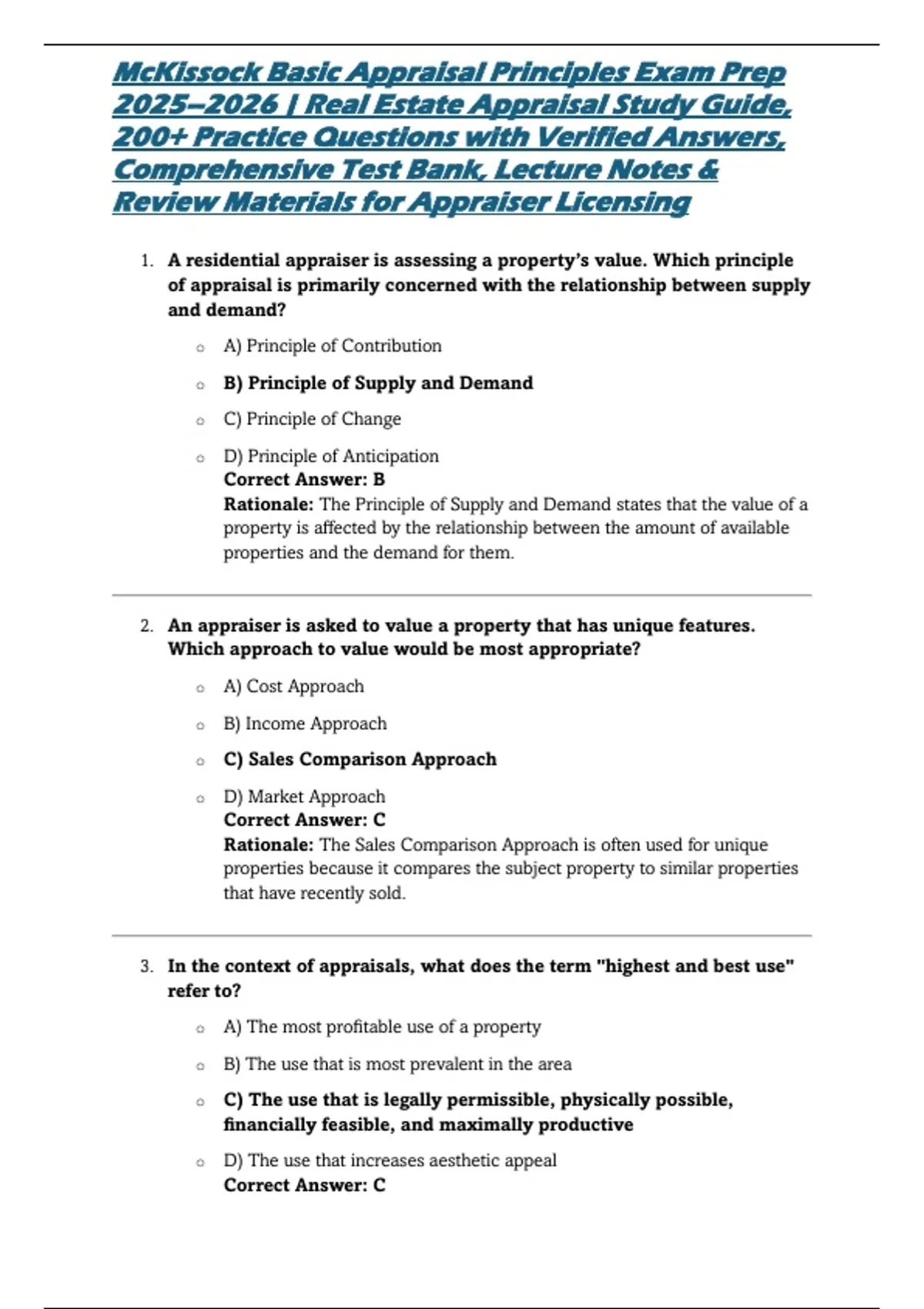 McKissock Basic Appraisal Principles Exam Prep 2025–2026 | Real Estate ...