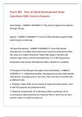 Psych 381 - Psyc of Adult Development Exam Questions With Correct Answers 