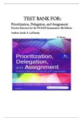 Test Bank For Prioritization&comma; Delegation&comma; and Assignment&colon; Practice Exercises for the NCLEX Examination 4th Edition By Linda A&period; LaCharity&period; All Chapters 1-22 Well Addressed&period; &vert;Latest 2026&period;