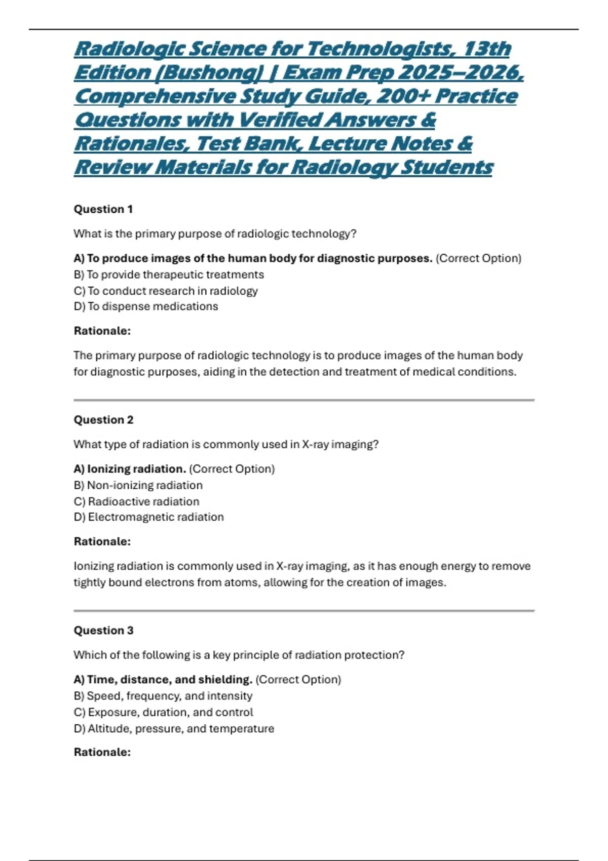 Radiologic Technologist Notes.pdf Radiologic Science for Technologists, 13th Edition (Bushong) | Exam ...
