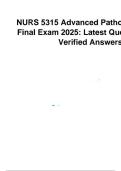 NURS 5315 Advanced Pathophysiology Final Exam 2025 Latest Questions And Verified Answers