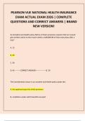 PEARSON VUE NATIONAL HEALTH INSURANCE EXAM ACTUAL EXAM 2026 &vert; COMPLETE QUESTIONS AND CORRECT ANSWERS &vert; BRAND NEW VERSION&excl;