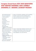 Caregiver Actual Exam 2025-2026 QUESTIONS  AND VERIFIED ANSWERS &lpar;100&percnt; CORRECT  ANSWERS&rpar; A&plus; GRADED &vert; ALREADY PASSED&excl;&excl;