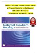 TEST BANK - Olds' Maternal-Newborn Nursing & Women's Health Across the Lifespan 12th Edition by Davidson & Ladewig&comma; All 36 Chapters Covered&comma; Verified Latest Edition
