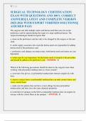 SURGICAL TECHNOLOGY CERTIFICATION  EXAM WITH QUESTIONS AND 100&percnt; CORRECT  ANSWERS&vert;&vert; LATEST AND COMPLETE VERSION  2025-2026 WITH EXPERT VERIFIED SOLUTIONS&vert;&vert;  ASSURED PASS