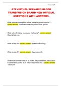 ATI VIRTUAL SCENARIO BLOOD  TRANSFUSION BRAND NEW OFFICIAL  QUESTIONS WITH ANSWERS&period; 
