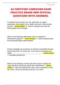 AZ CERTIFIED CAREGIVER EXAM  PRACTICE BRAND NEW OFFICIAL  QUESTIONS WITH ANSWERS&period; 