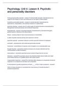 Psychology&period; Unit 4&period; Lesson 8&period; Psychotic and personality disorders questions with correct answers