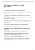 Psychopathology Personality Disorders Questions and Answers 100&percnt; Correct
