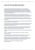 Unit 10&comma; Personality Disorders Questions with Correct Answers
