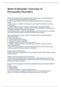 Week 8 Sherpath&period; Overview of Personality Disorders Questions and Answers 100&percnt; Correct