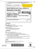 May 2025 Pearson Edexcel&colon; GCSE &lpar;9&ndash;1&rpar; Religious Studies A IRAO&sol;2D &ndash; Paper 2&colon; Area of Study 2 &mdash; Buddhism &ndash; Merged Question Paper & Mark Scheme