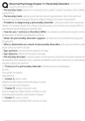 Abnormal Psychology Chapter 11&colon; Personality Disorders Exam Questions and Answers 100&percnt; Pass &vert; Verified and Updated 