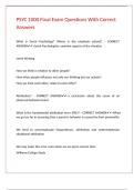 PSYC 1000 Final Exam Questions With Correct Answers 