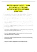 Sales Management &ndash; D099 Exam with Verified Questions and Answers &lpar;2025&sol;2026&rpar; &ndash; Complete Study and Review Guide