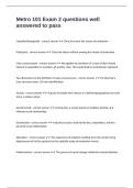 Metro 101 Exam 2 questions well answered to pass
