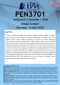 PEN3701 Assignment 2 &lpar;ANSWERS&rpar; Semester 1 2026 - DISTINCTION GUARANTEED