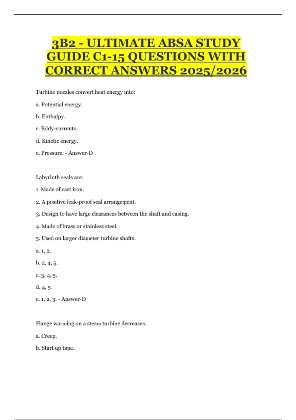 3B2 – Ultimate ABSA Study Guide C1–15 Questions with Correct Answers ...