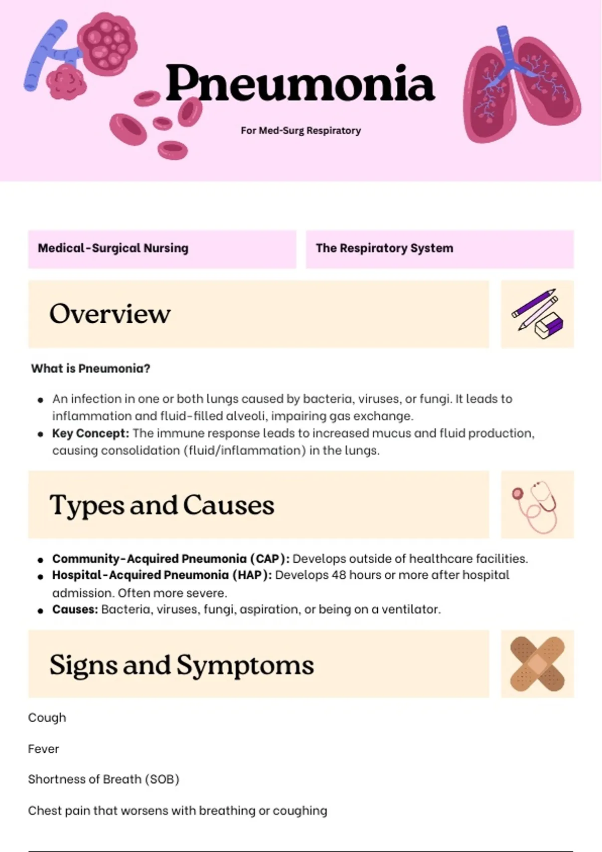 Summary Pneumonia for Med-Surg Nursing - NCLEX RN - Stuvia US