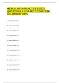 HESI A2 MATH PRACTICE &lpar;TEST&rpar; QUESTIONS & CORRECT COMPLETE SOLUTIONS 100&percnt;