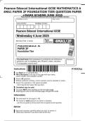 Pearson Edexcel International GCSE MATHEMATICS A 4MA1 PAPER 2F FOUNDATION TIER QUESTION PAPER &plus;MARK SCHEME JUNE 2025