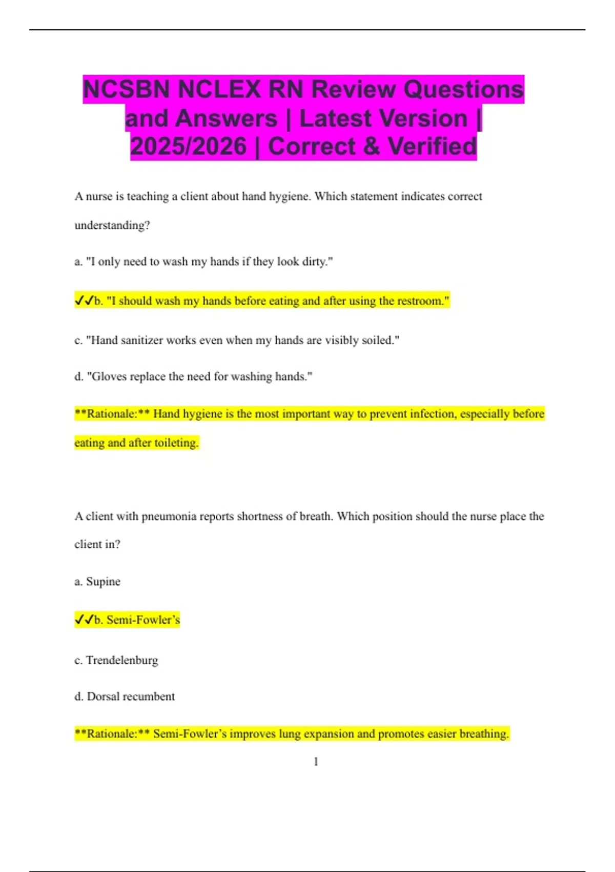 NCSBN NCLEX RN Review Questions and Answers | Latest Version | 2025/ ...