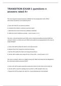 TRANSITION EXAM 1 questions n answers rated A&plus;