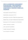 HESI A2 ADMISSION ASSESSMENT EXAM REVIEW - MEASUREMENT CONVERSIONS & VOCABULARY QUESTIONS & VERIFIED COMPLETE ANSWERS