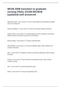 NFDN 2008 transition to graduate nursing FINAL EXAM REVIEW &lpar;updated&rpar; well answered