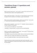 Transitions Exam - 3 questions and answers passed