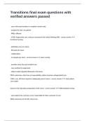 Transitions final exam questions with verified answers passed