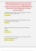 Firefighter HazMat Operations Test Final Exam  2025-2026 Latest Update  Recently Tested Real Exam Questions  Comprehensive Questions and Verified Answers  Already Graded A&plus;&period;