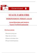 State Farm 2025 Policy Exam Prep &mdash; Actual Q&A & Verified Answers PDF &vert; 100&percnt; Pass Guarantee