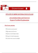 State Farm Estimatics Exam 2025 &ndash; Actual Q&A &plus; Verified Answers &lpar;PDF Download&rpar;