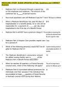 MEDICARE STUDY GUIDE UPDATED ACTUAL Questions and CORRECT  Answers