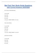 Med Tech Test- Study Guide Questions with Correct Answers 2025&sol;2026