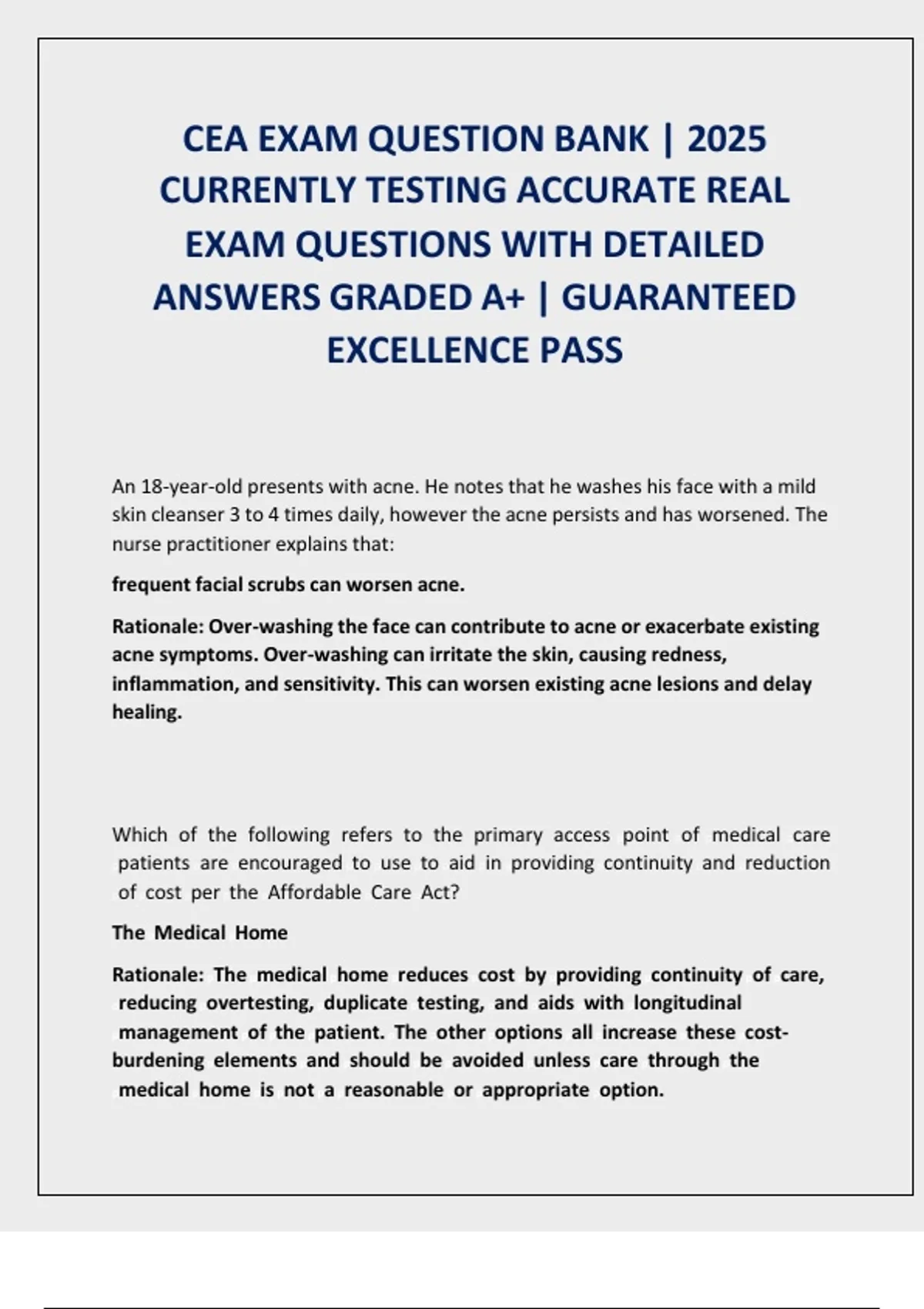 CEA Exam Question Bank 2026 – Real Test Questions & Detailed Answers A+ ...