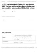 TCOLE Jail Admin Exam Questions & Answers &vert; 100&percnt; Verified solutions &vert;Questions with Correct Answers 2025 latest update&excl;&excl; TCOLE Jail School