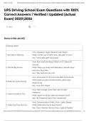 UPS Driving School Exam Questions with 100&percnt; Correct Answers &vert; Verified &vert; Updated &lpar;Actual Exam&rpar; 20252026
