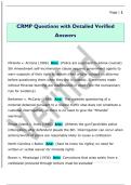 CRMP Questions with Detailed Verified  Answers 