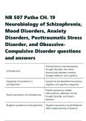 NR 507 Patho CH&period; 19 Neurobiology of Schizophrenia&comma; Mood Disorders&comma; Anxiety Disorders&comma; Posttraumatic test questions and answers